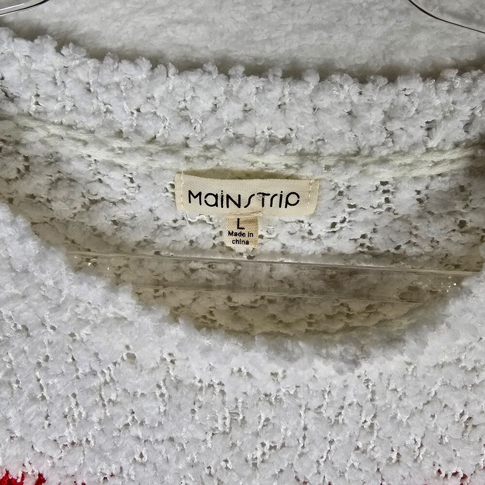 Mainstrip Sweater White Red Heart Distressed Grunge Size L - Picture 2 of 6